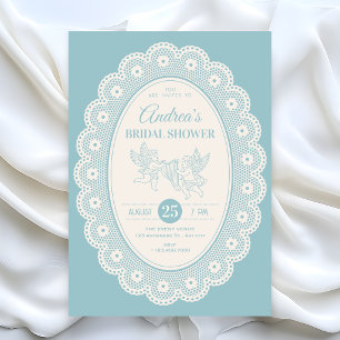 Blaue vintage Brautparty Einladung