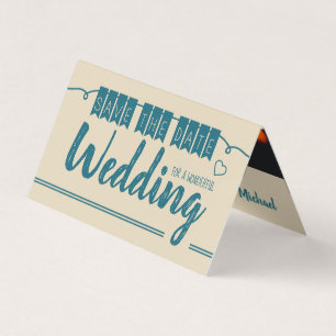 Blaue Vintage-Bunting, Foto Save The Date Karte