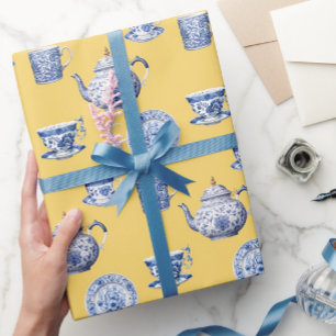 Blaue Vintage-Chinoiserie-Teekanne für jeden Anlas Geschenkpapier