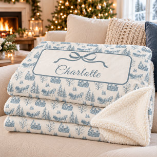 Blaue Vintage-Christall-Toile-Schlitten-Schleife Sherpadecke