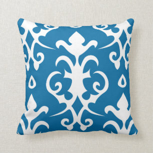 Blaue Vintage-Damask-Kissenhülle Kissen