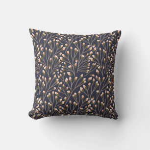 Blaue Vintage-Decke mit botanischem Muster Kissen