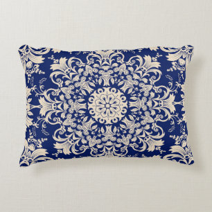 Blaue Vintage: Elegante nahtlose Muster. Dekokissen