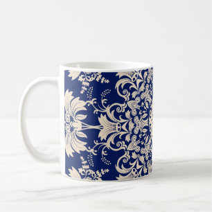 Blaue Vintage: Elegante nahtlose Muster. Kaffeetasse