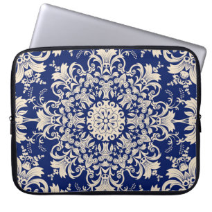 Blaue Vintage: Elegante nahtlose Muster. Laptopschutzhülle