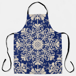 Blaue Vintage: Elegante nahtlose Muster. Schürze