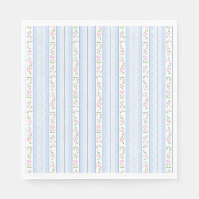 Blaue Vintage-Fancy-Blumen-Party-Dessert Serviette (Vorderseite)