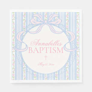 Blaue Vintage-Fancy-Blumen-Tauf-Tischdekoration Serviette