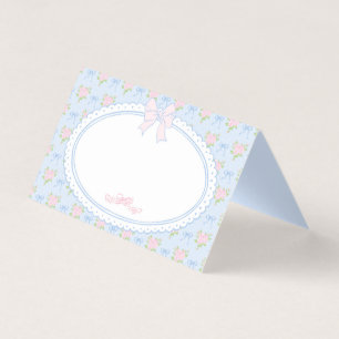 Blaue Vintage Fancy Florale Tischdeko Namenskarte