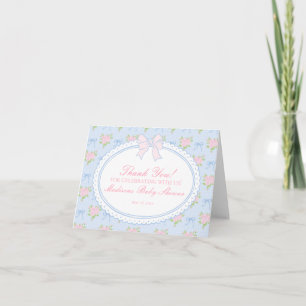 Blaue Vintage-Fantasy-Blumen-Dankeskarten Dankeskarte