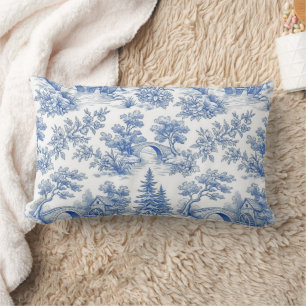 Blaue vintage-französische Toile-Waldlandschaft Lendenkissen