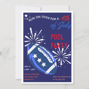 Blaue Vintage-Fußball-Poolparty zum 4. Juli Einladung