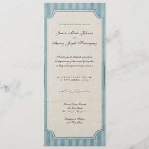 Blaue Vintage-Hochzeitskarten mit Monogramm Einladung
