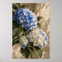 Blaue Vintage-Hortensien-Blumen-Wandkunst