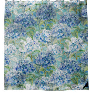 Blaue Vintage Hydrangea-Blume Duschvorhang
