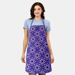 Blaue Vintage-inspirierte geometrische Blumenflies Schürze