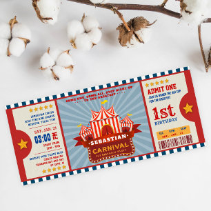 Blaue Vintage-Karnevalsticket-Eintritts-Geburtstag Einladung