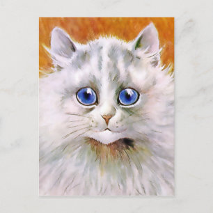Blaue Vintage-Katze mit blauen Augen Postkarte