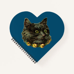 Blaue Vintage Katze mit Zellen Notizbuch