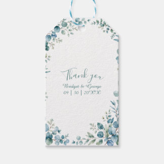 blaue Vintage-Küstensegelyacht Blaue Blumenehe Geschenkanhänger
