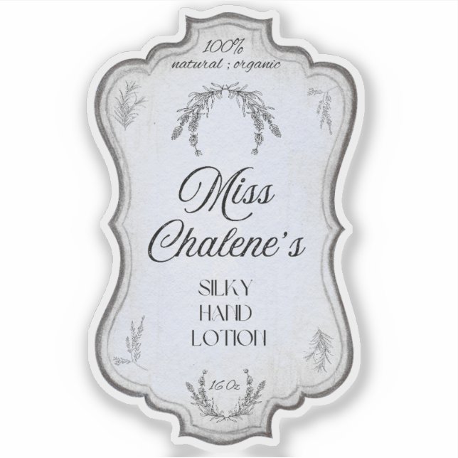 Blaue Vintage Lotion Antique Jar Flasche Aufkleber (Vorderseite)