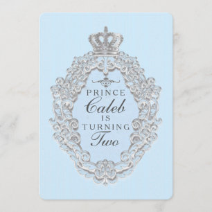 Blaue Vintage Märchenprinz-Party Einladung