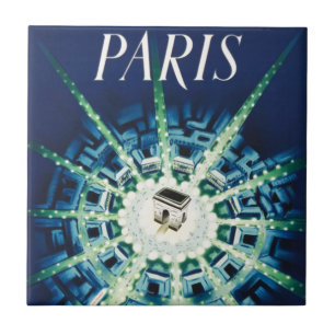 Blaue Vintage-Paris-französische Flugreisen Europa Fliese