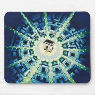 Blaue Vintage Paris Französische Flugreisen Europa Mousepad