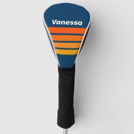 Blaue Vintage-Quer-Streifung mit Namen Golf Headcover