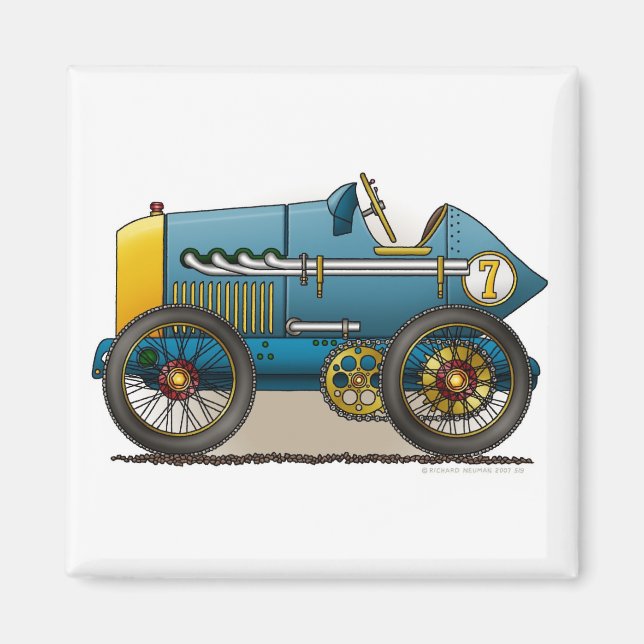 Blaue Vintage Rennmagnete Magnet (Vorne)