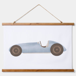 Blaue Vintage-Rennwagen-Dekoration für Kinderzimme Wandteppich Mit Holzrahmen