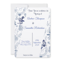 Blaue Vintage-Romantik-Hochzeitseinladungen