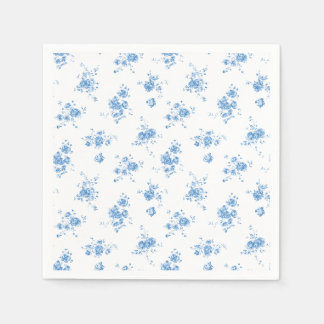 Blaue Vintage-Rosen Blumen-Dekor im Cottage-Stil Serviette