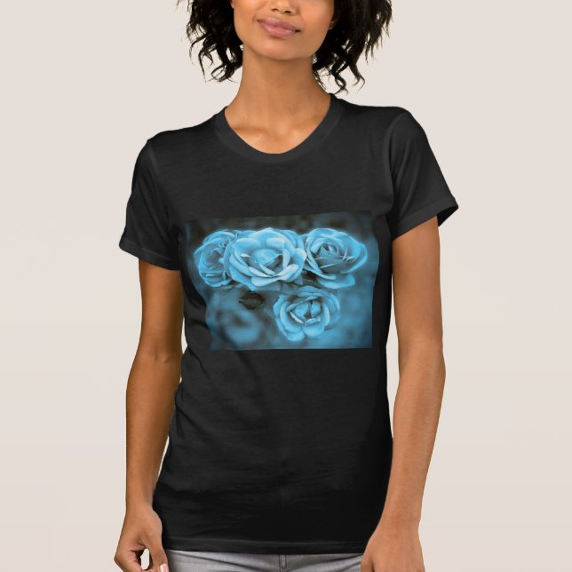 Blaue Vintage Rosen T-Shirt (Vorderseite)