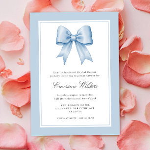 Blaue Vintage-Satin-Schleife Baby Boy Shower Einladung
