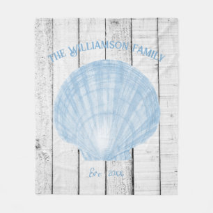 Blaue Vintage Scallop-Muschel Fleece Blanket
