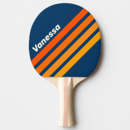 Blaue Vintage-Schrägstreifen mit Namen Tischtennis Schläger
