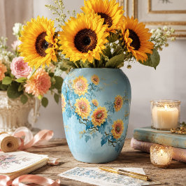 Blaue Vintage-Sonnenblumen-Zweig-Decoupage Seidenpapier