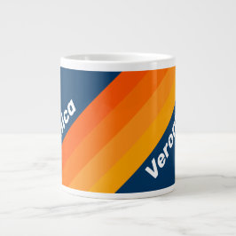 Blaue Vintage Streifen mit Namen Jumbo-Tasse