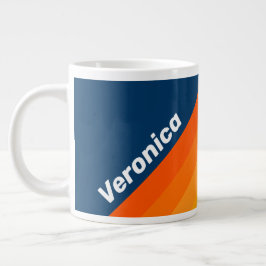 Blaue Vintage Streifen mit Namen Jumbo-Tasse