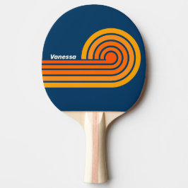 Blaue Vintage-Streifen mit Namen Tischtennis Schläger