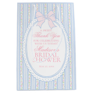 Blaue Vintage-verschlungene Blumen Hochzeitsdusche Mittlere Geschenktüte