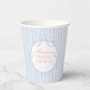 Blaue Vintage-verschlungene Blumen-Hochzeitsdusche Pappbecher