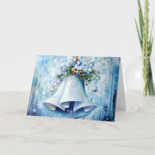 Blaue Vintage-Weihnachtsblumen individuell gestalt Feiertagskarte