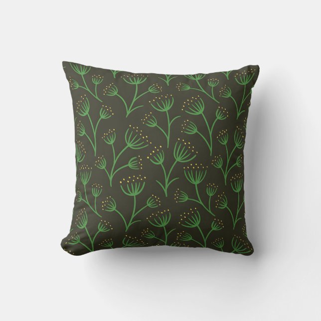 Blaue Vintage-Wurfdecke mit botanischem Muster Kissen (Vorderseite)