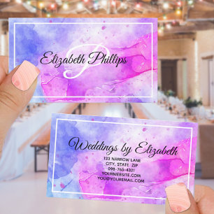 Blaue Violette Aquarell Abstract Monogramm Buchsta Visitenkarte