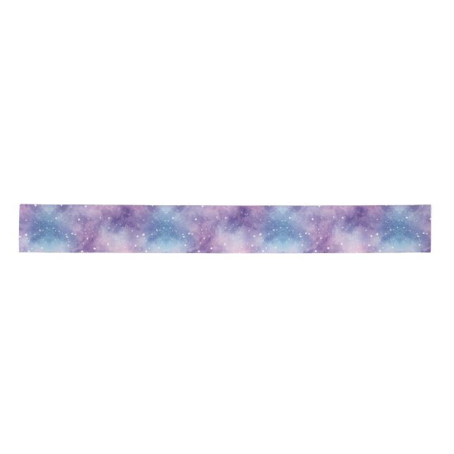 Blaue violette Galaxie-Textur Satinband (Vorderseite)
