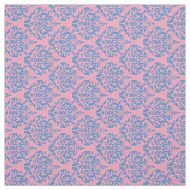 Blaue Violette Mattierte Orchid Damask Stoff (Muster)