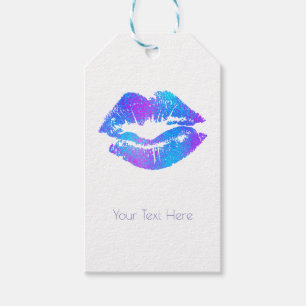 Blaue & violette rosa Fantasie bemalte Lippen Geschenkanhänger