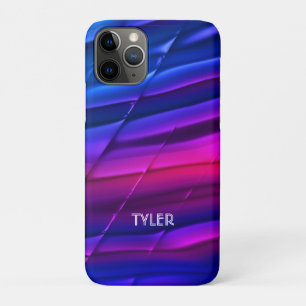Blaue violette rosa Metall-Optik, Name weißer Text Case-Mate iPhone Hülle